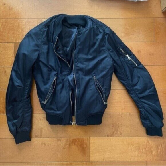 Topshop Navy Floris MA1 Bomber Jacket - Picture 3 of 9